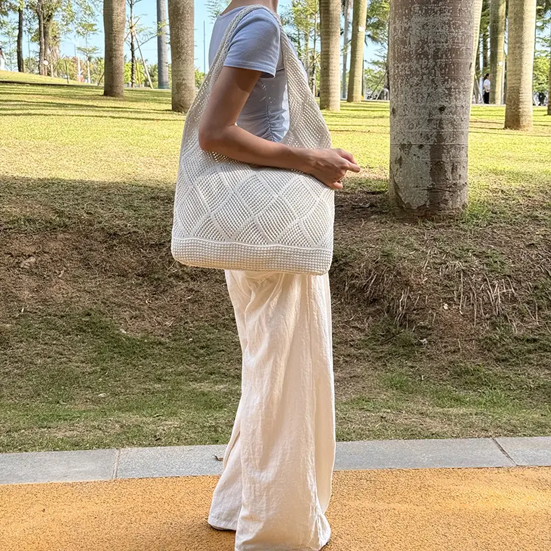 Knitted Crossbody Bag Women Beach Wear Hollow Solid Color — feature 13