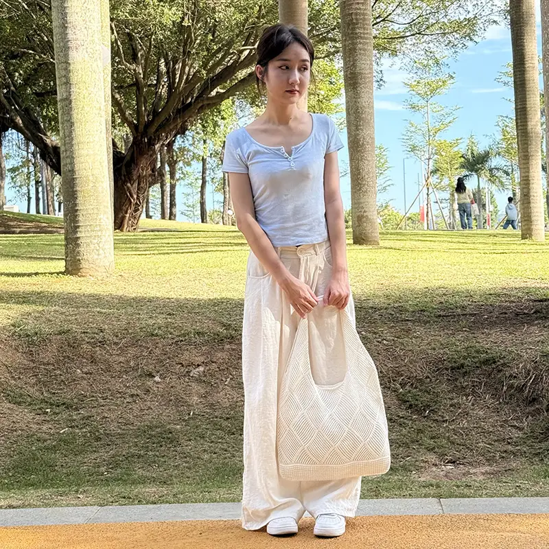Knitted Crossbody Bag Women Beach Wear Hollow Solid Color — feature 8