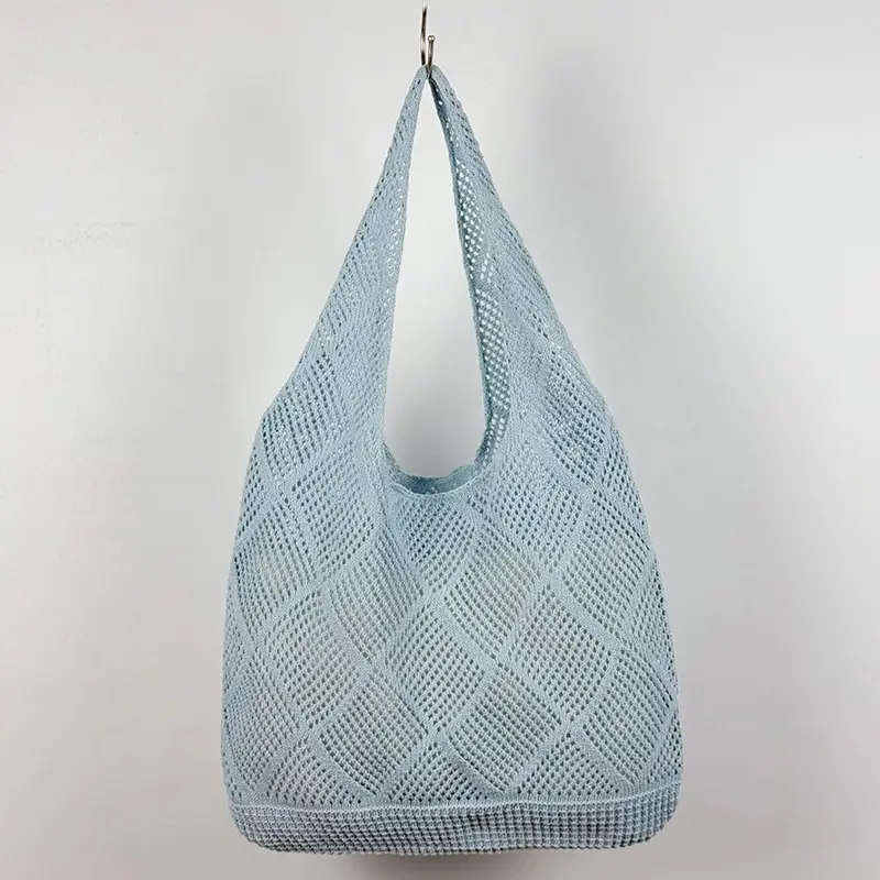 Knitted Crossbody Bag Women Beach Wear Hollow Solid Color - Image 2