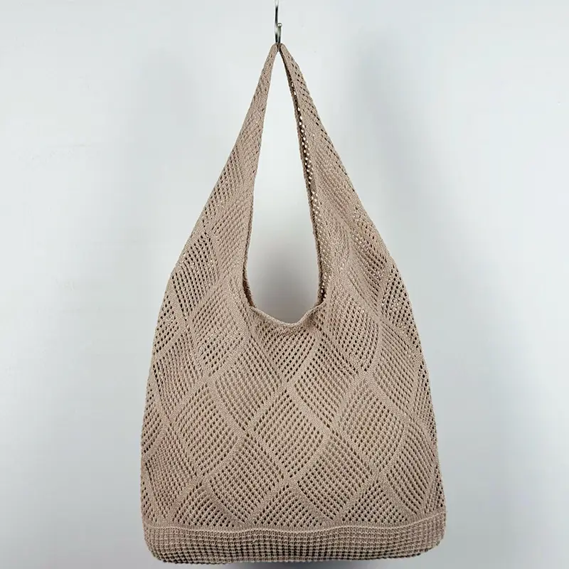 Knitted Crossbody Bag Women Beach Wear Hollow Solid Color - Image 3