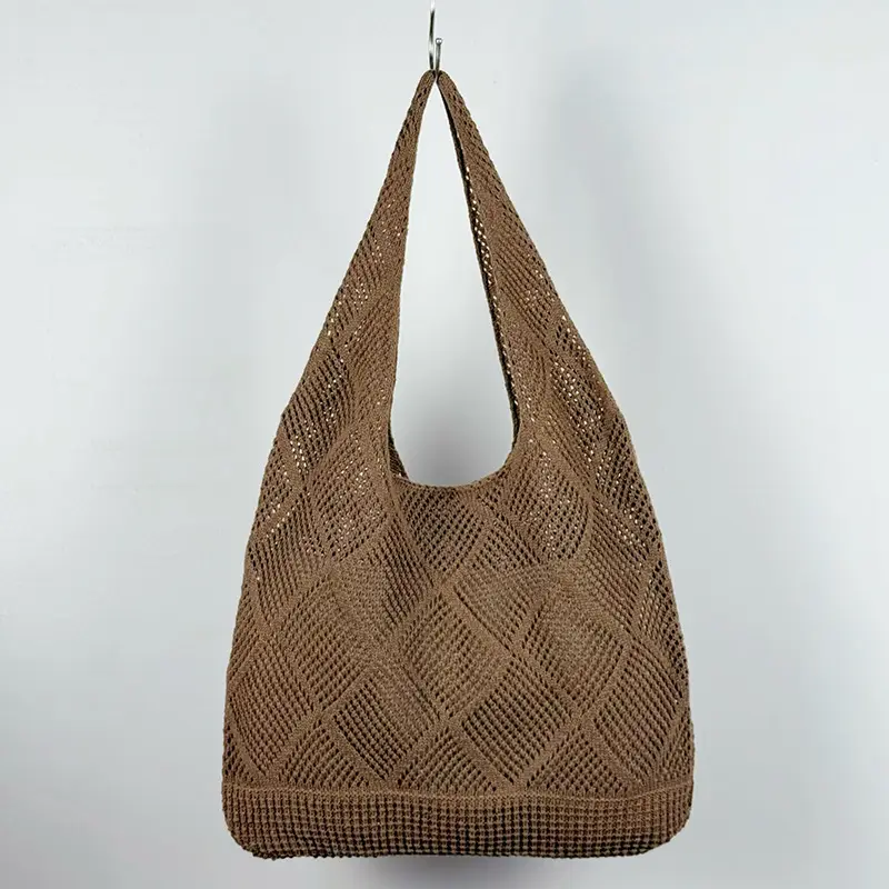 Knitted Crossbody Bag Women Beach Wear Hollow Solid Color - Image 4