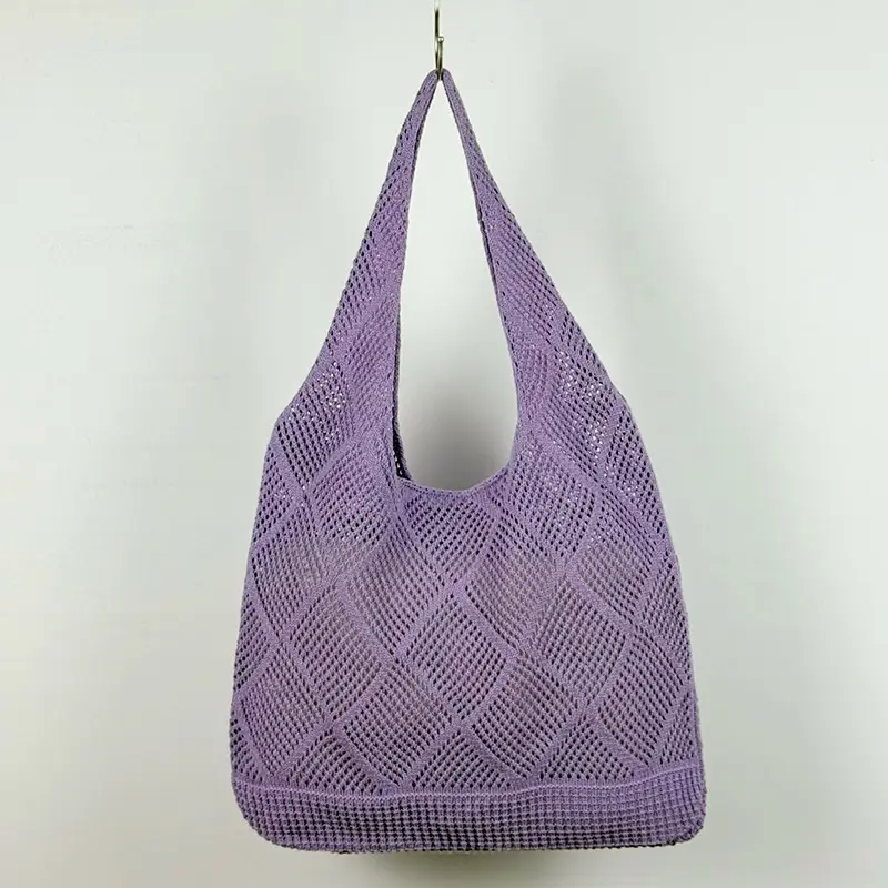 Knitted Crossbody Bag Women Beach Wear Hollow Solid Color - Image 5