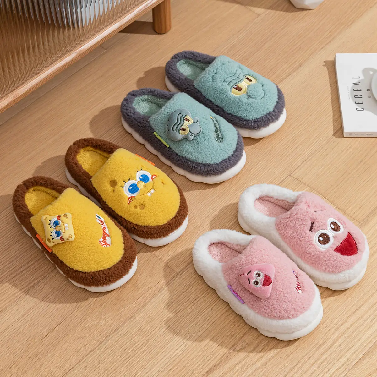 Pink Spongebob Cotton Women's Winter Slippers 2025