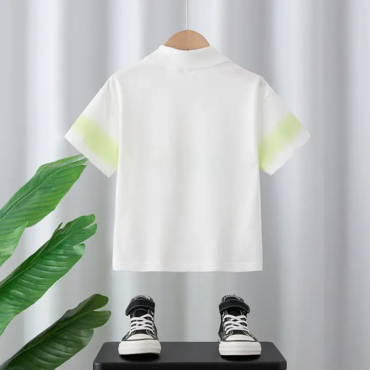White Polo Shirt for Kids 2025 Summer Medium to XL - Image 5