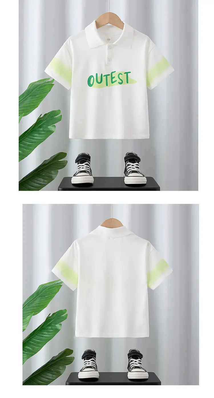 White Polo Shirt for Kids 2025 Summer Medium to XL — feature 9