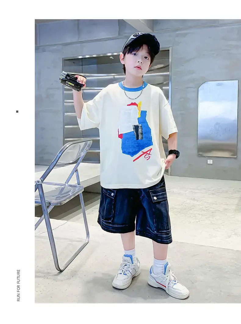 Boys Korean Style Cotton T-Shirt Black 2026 — feature 15