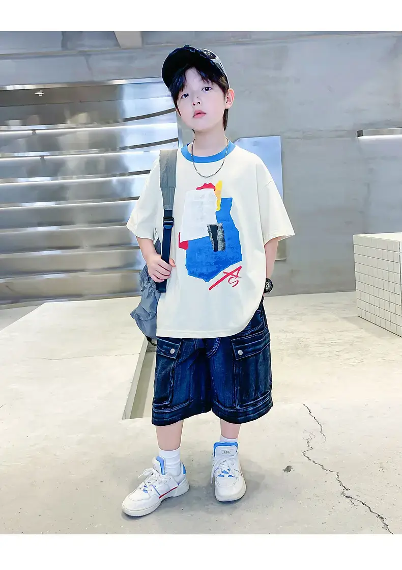 Boys Korean Style Cotton T-Shirt Black 2026 — feature 16