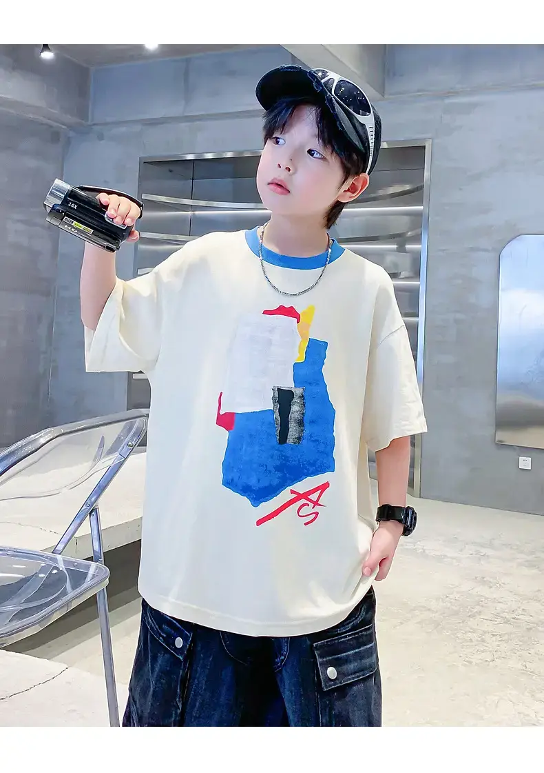 Boys Korean Style Cotton T-Shirt Black 2026 — feature 18