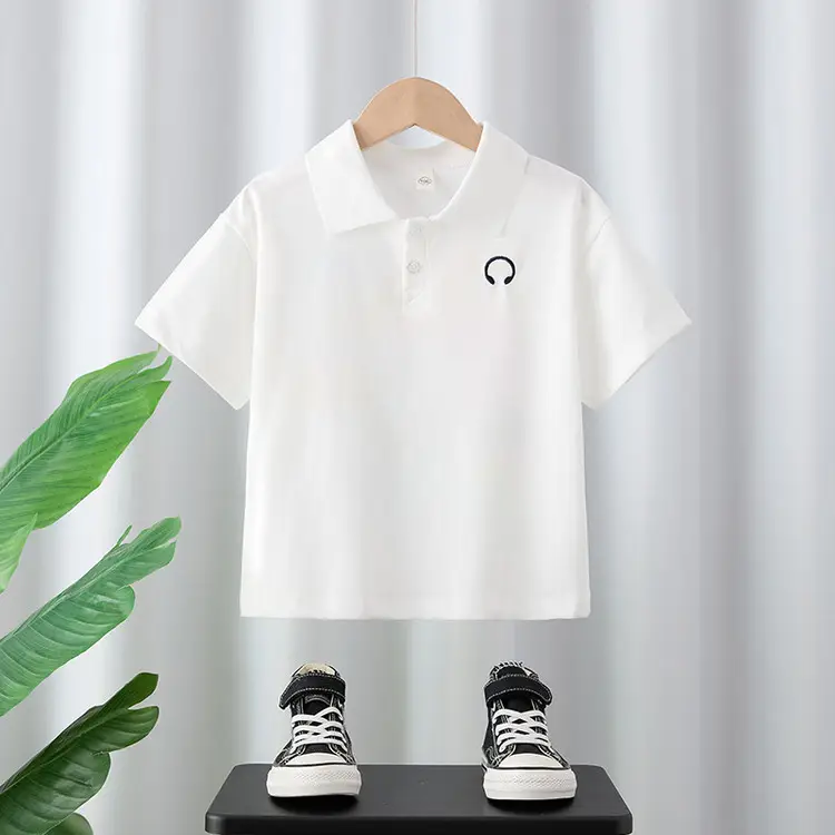 Boys Cartoon Print White Lapel T-Shirt Kids - Image 3