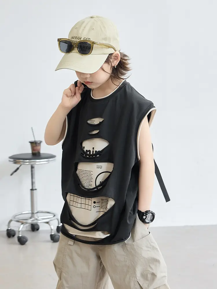 Boys Sleeveless Cotton T-Shirt Summer 2026 - Image 3