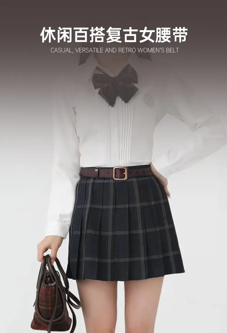Women Genuine Leather Belt with Square Buckle — feature 1
