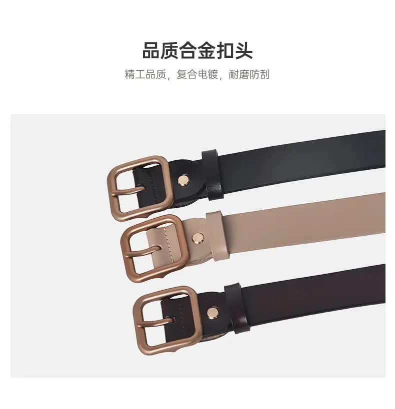 Women Genuine Leather Belt with Square Buckle — feature 5