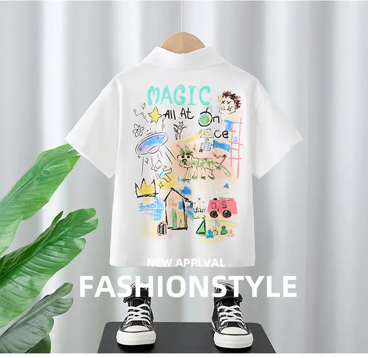Boys' Cotton Graphic T-Shirt White Summer 2025 — feature 1