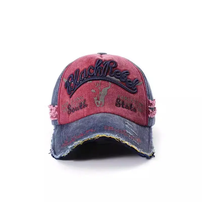 Vintage Gray Baseball Cap with Letter Embroidery Large Brim — feature 10