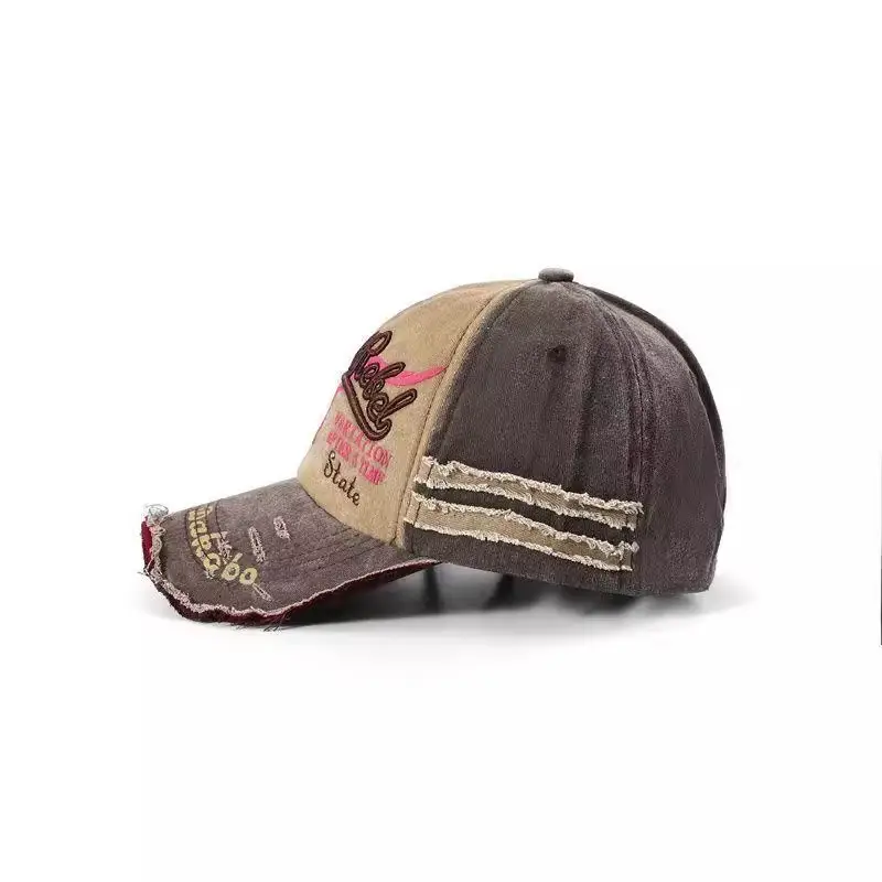 Vintage Gray Baseball Cap with Letter Embroidery Large Brim — feature 12