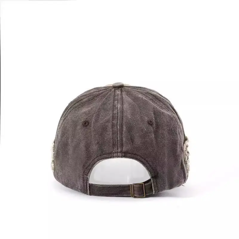 Vintage Gray Baseball Cap with Letter Embroidery Large Brim — feature 13