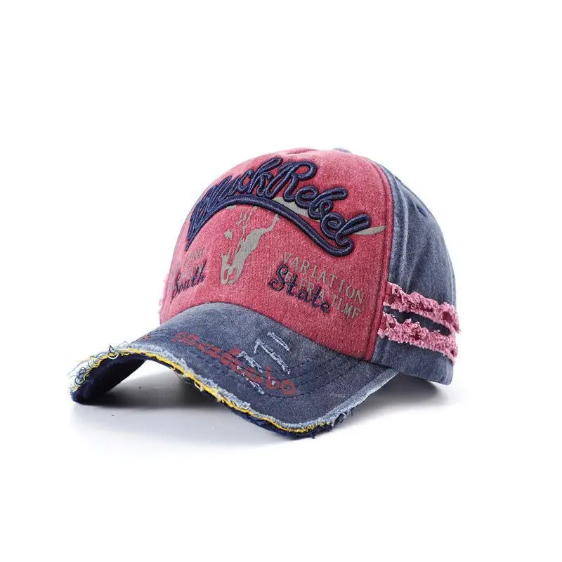 Vintage Gray Baseball Cap with Letter Embroidery Large Brim - Image 3