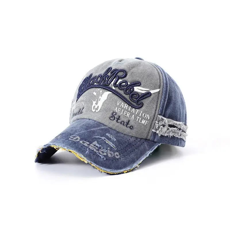 Vintage Gray Baseball Cap with Letter Embroidery Large Brim - Image 5