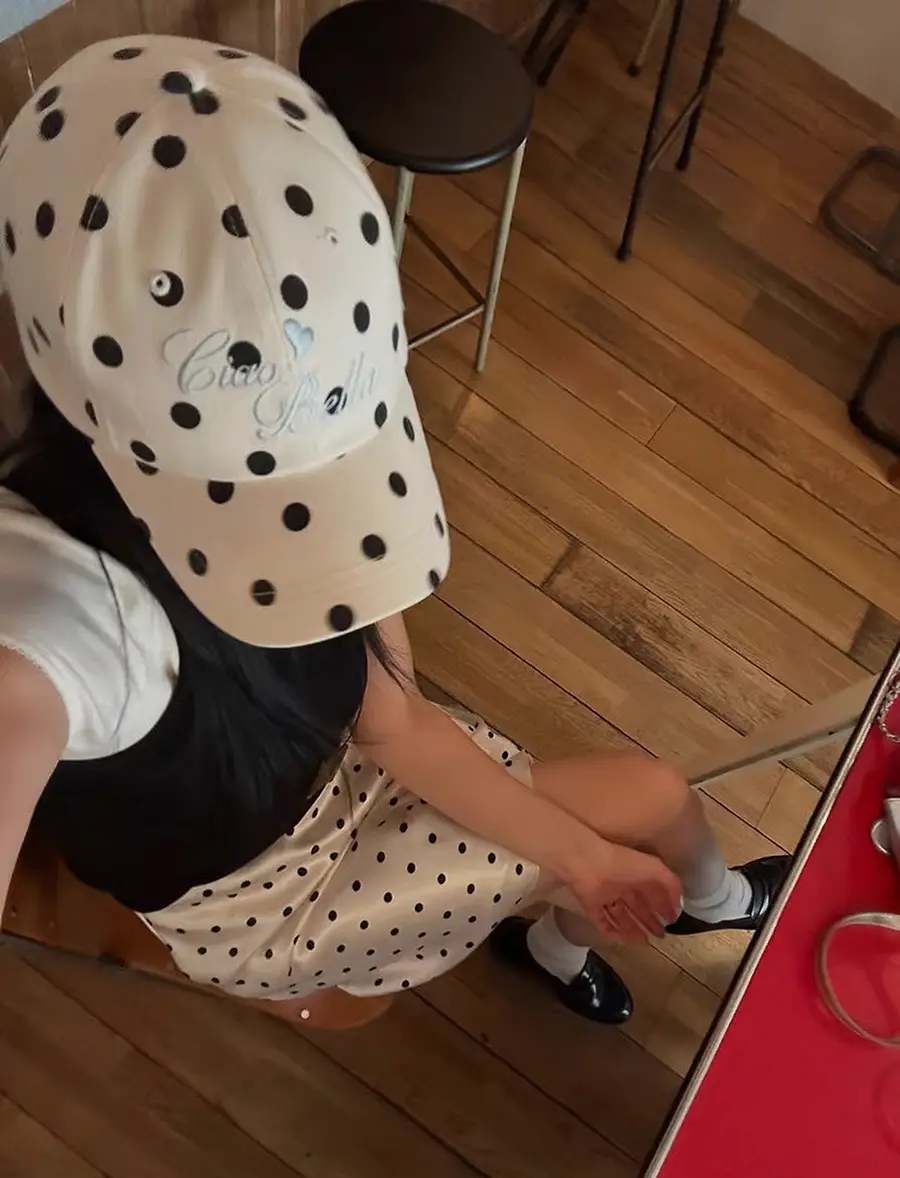Women Korean Ins Blogger Sweet Polka Dot Cap Summer Sunshade — feature 2