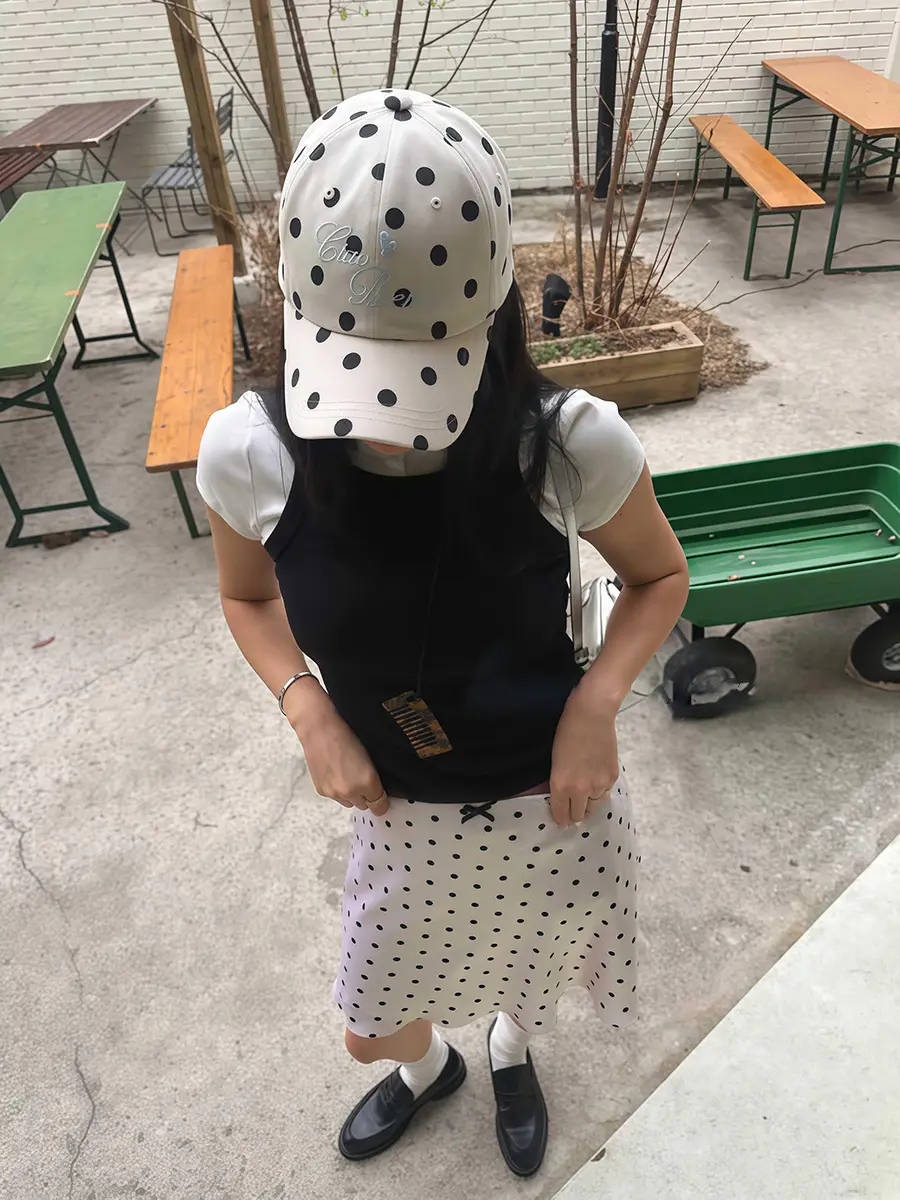 Women Korean Ins Blogger Sweet Polka Dot Cap Summer Sunshade — feature 3