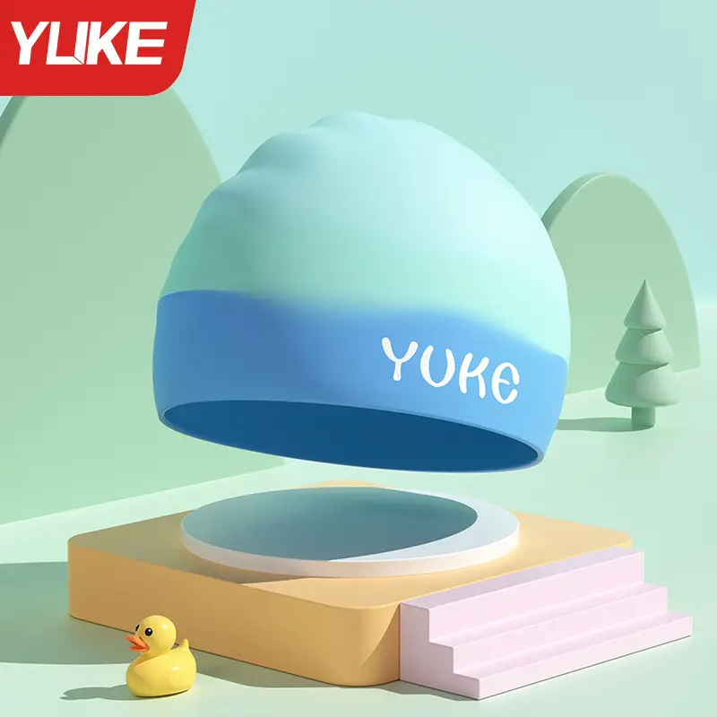 Children's Swimming Cap for Boys and Girls Waterproof Silicone Swimming Cap with Large Head Circumference and No Head Restraint Plus Baby Ear Protection Cap Cross-Border