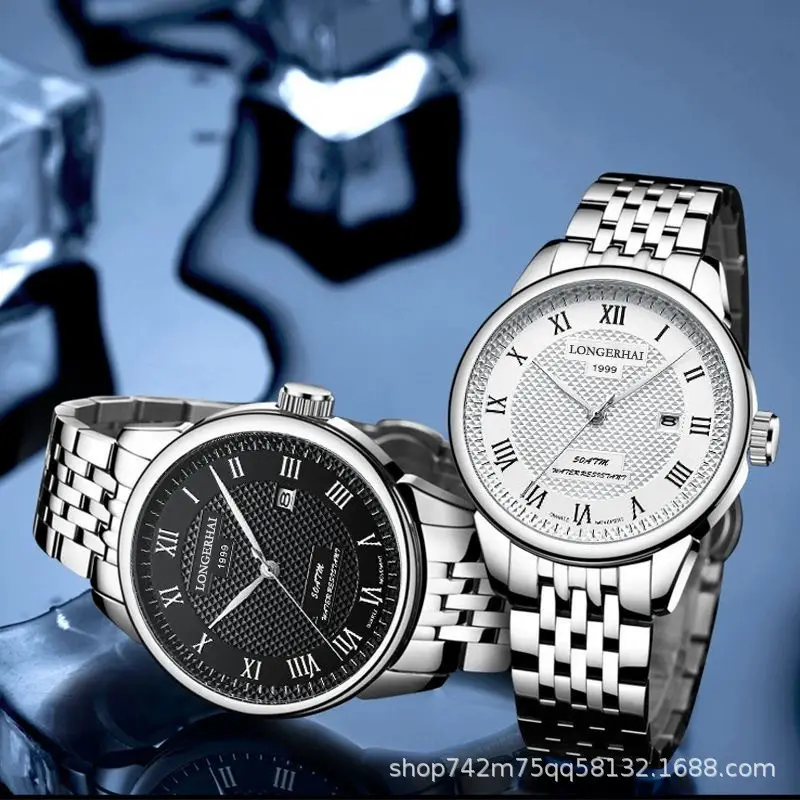 Men's Stainless Steel Analog Watch with Calendar & Waterproof Design — feature 5
