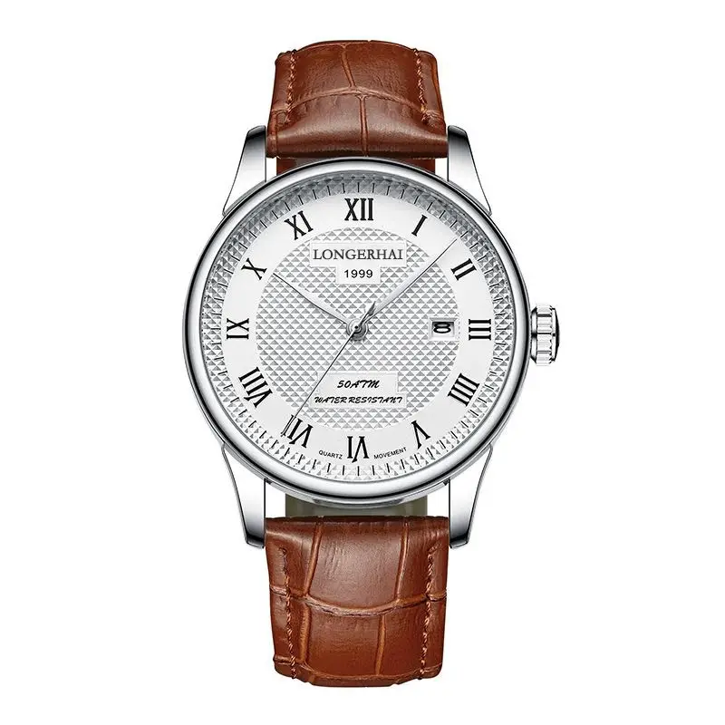 Men's Stainless Steel Analog Watch with Calendar & Waterproof Design