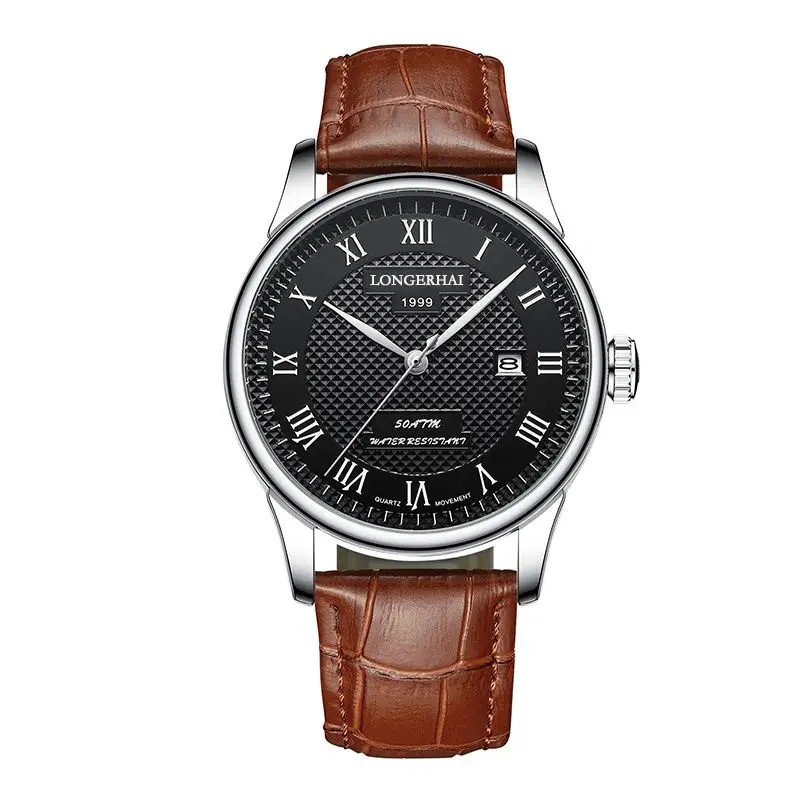 Men's Stainless Steel Analog Watch with Calendar & Waterproof Design