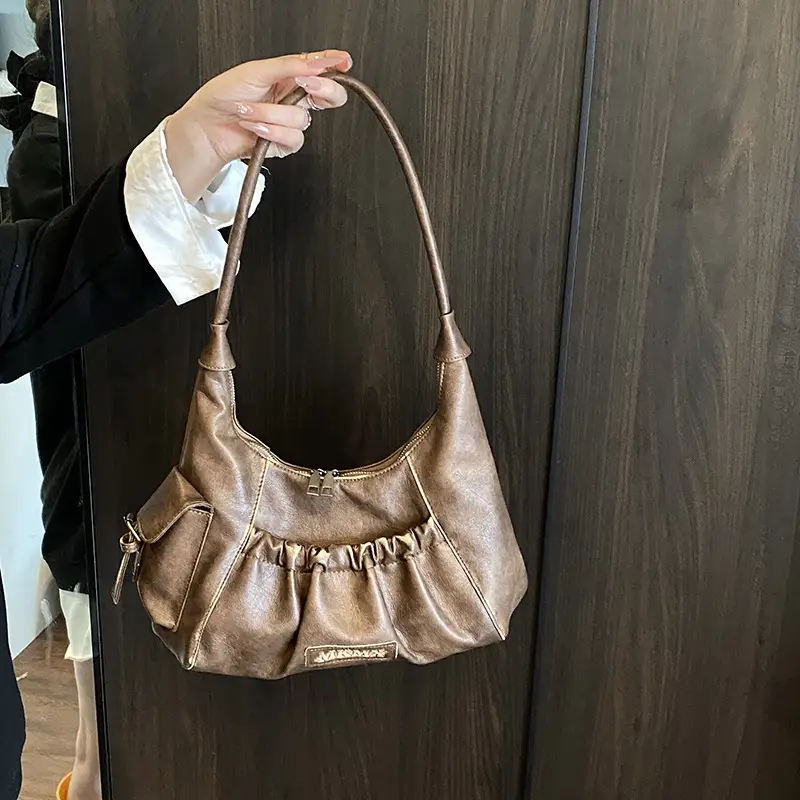 Black Pleated Shoulder Bag for Women 2025 - Image 4