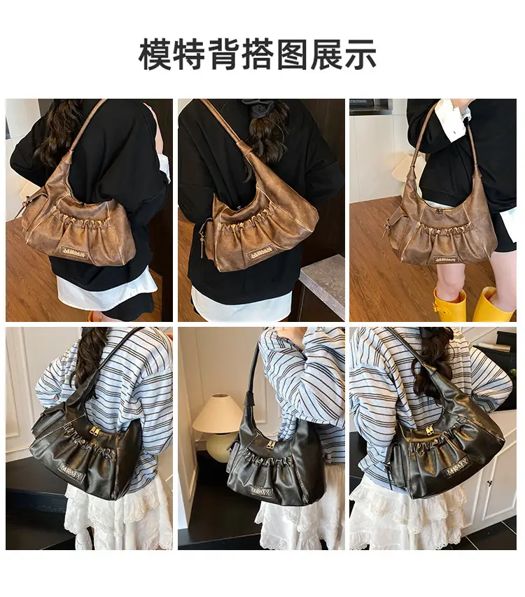 Black Pleated Shoulder Bag for Women 2025 — feature 8
