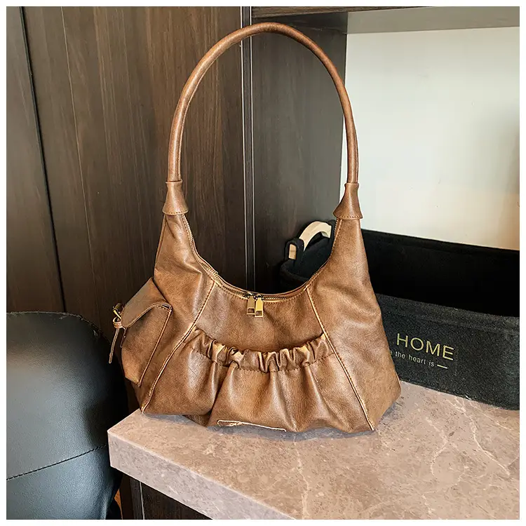 Black Pleated Shoulder Bag for Women 2025 - Image 2
