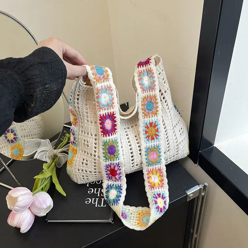 Women's Wool Knitted Sunflower Crossbody Bag - Image 4