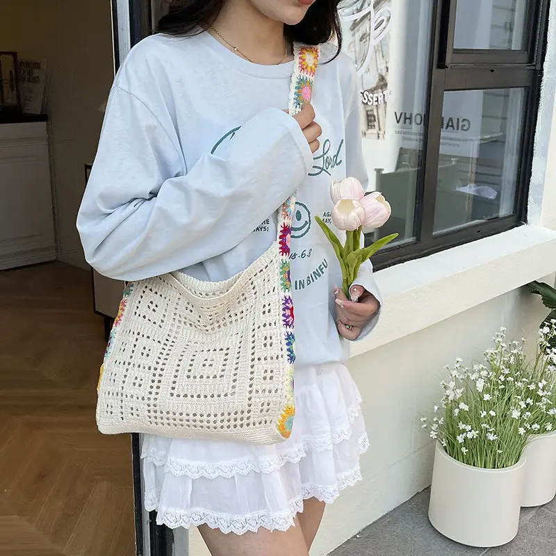 Women's Wool Knitted Sunflower Crossbody Bag - Image 6