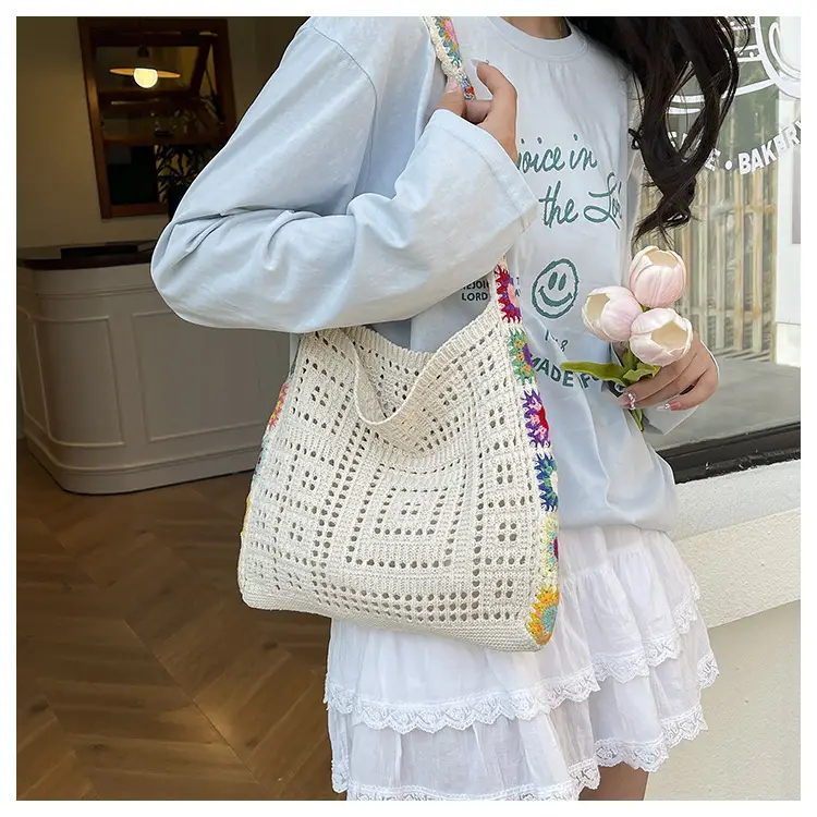 Women's Wool Knitted Sunflower Crossbody Bag — feature 19