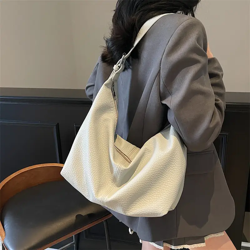 Women's Beige Leather Shoulder Bag 2025 New Style - Image 8