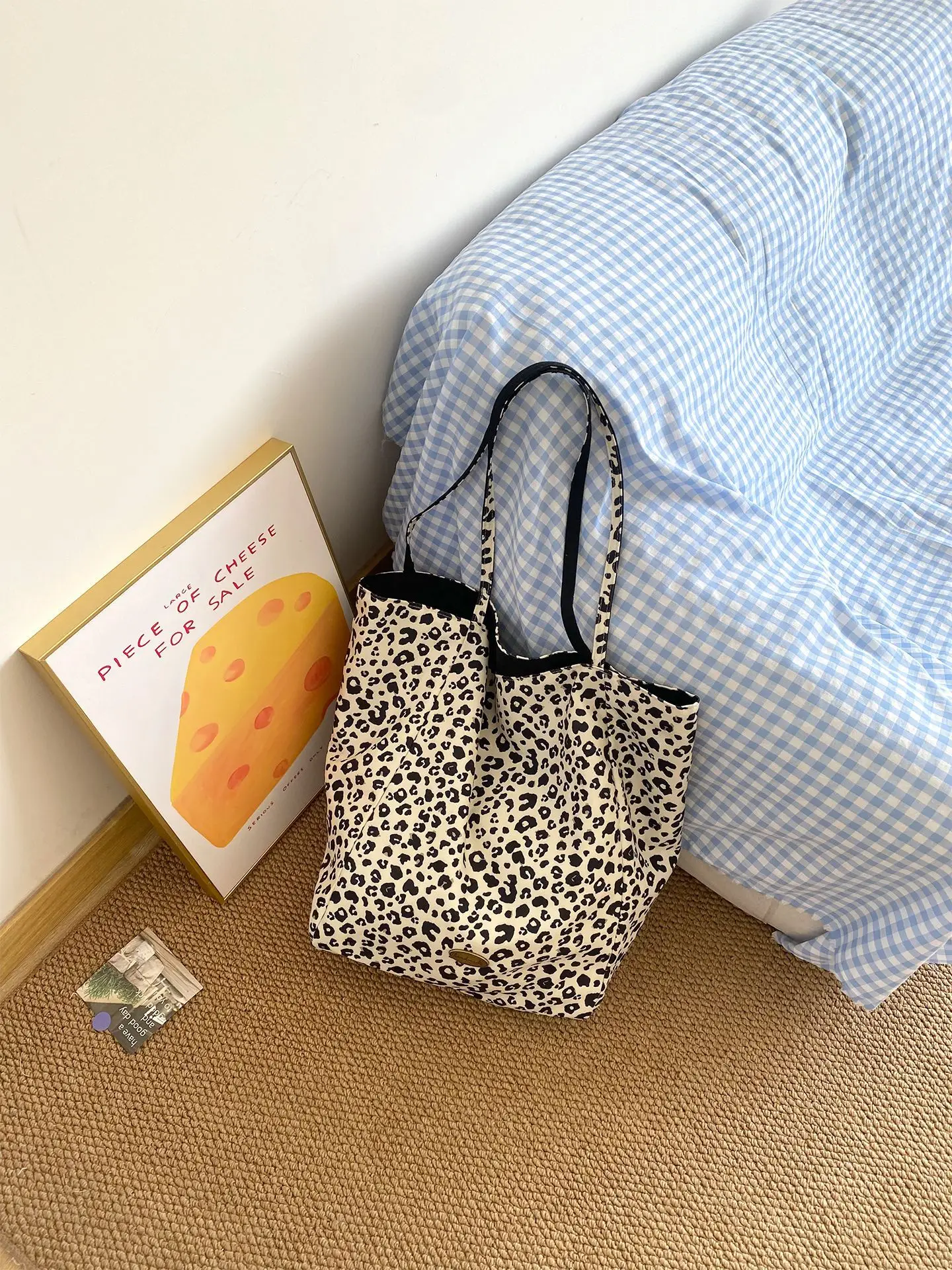 Retro Leopard Print Korean Double-Sided Large Canvas Bag — feature 16