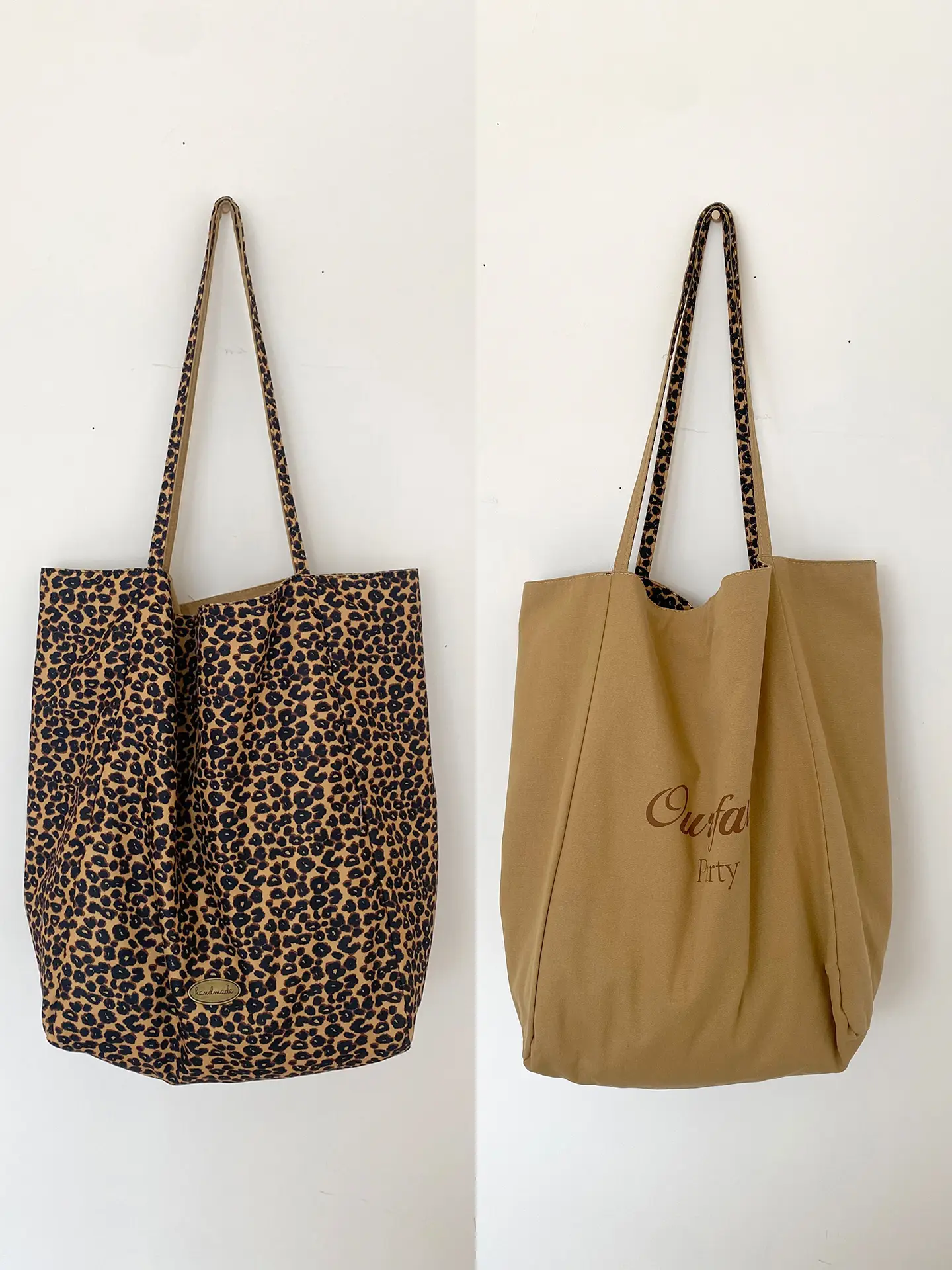 Retro Leopard Print Korean Double-Sided Large Canvas Bag - Image 3