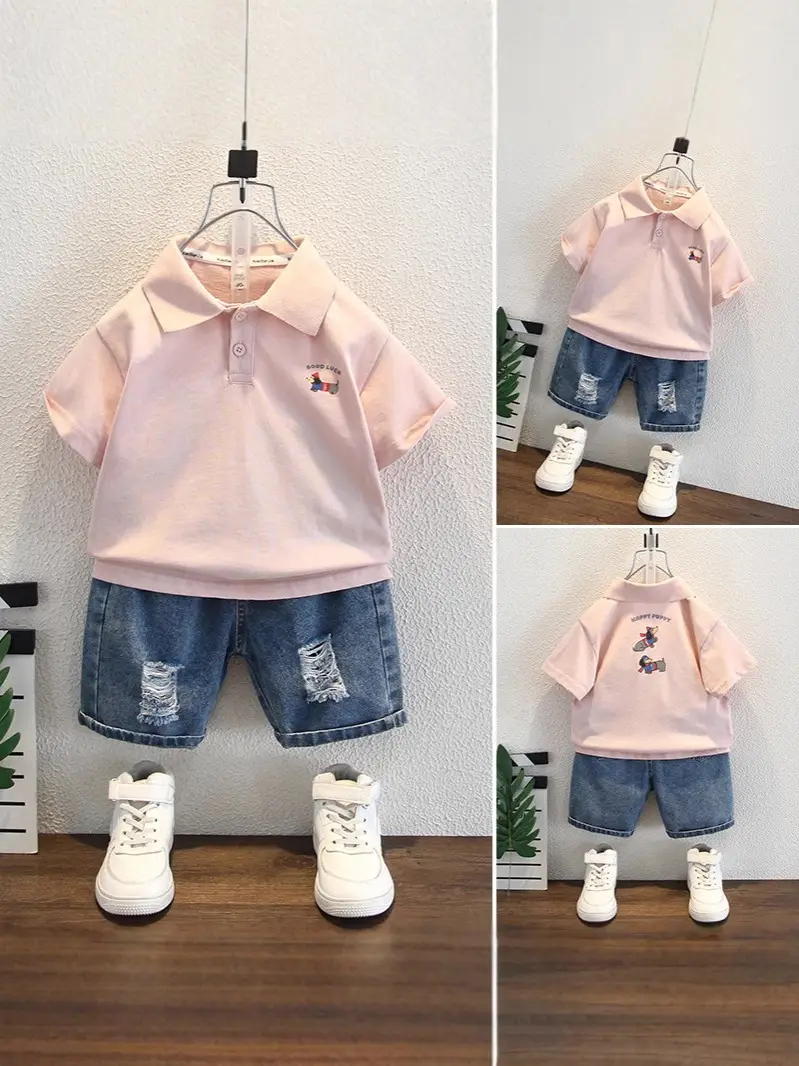 Pink Short Sleeve Polo Shirt for Boys Summer Wear - Image 3