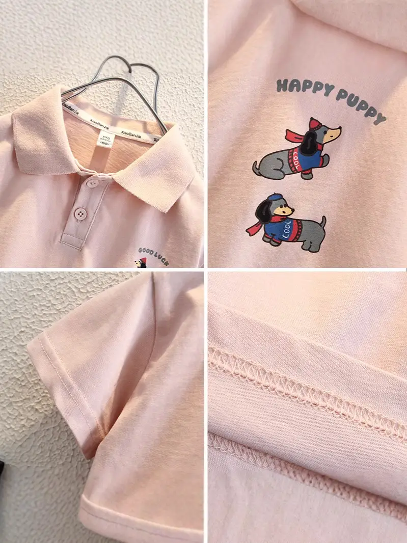 Pink Short Sleeve Polo Shirt for Boys Summer Wear - Image 4