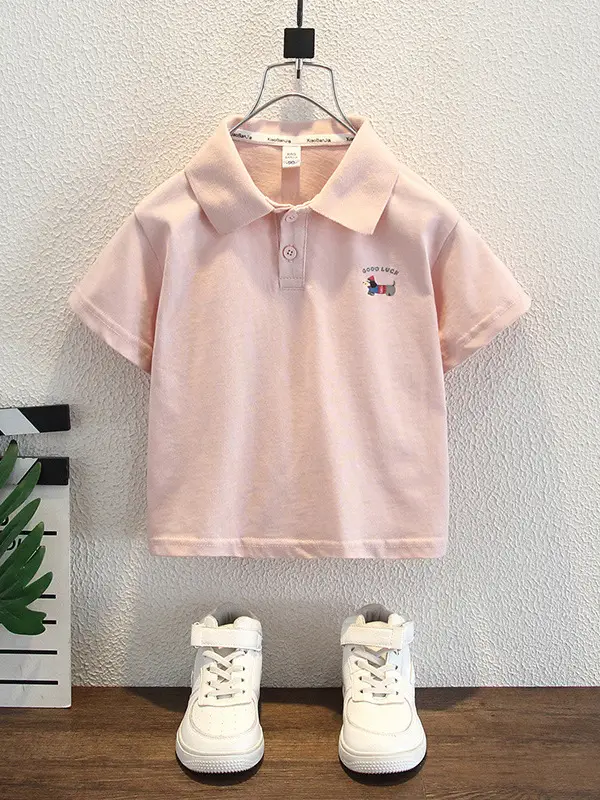 Pink Short Sleeve Polo Shirt for Boys Summer Wear - Image 5