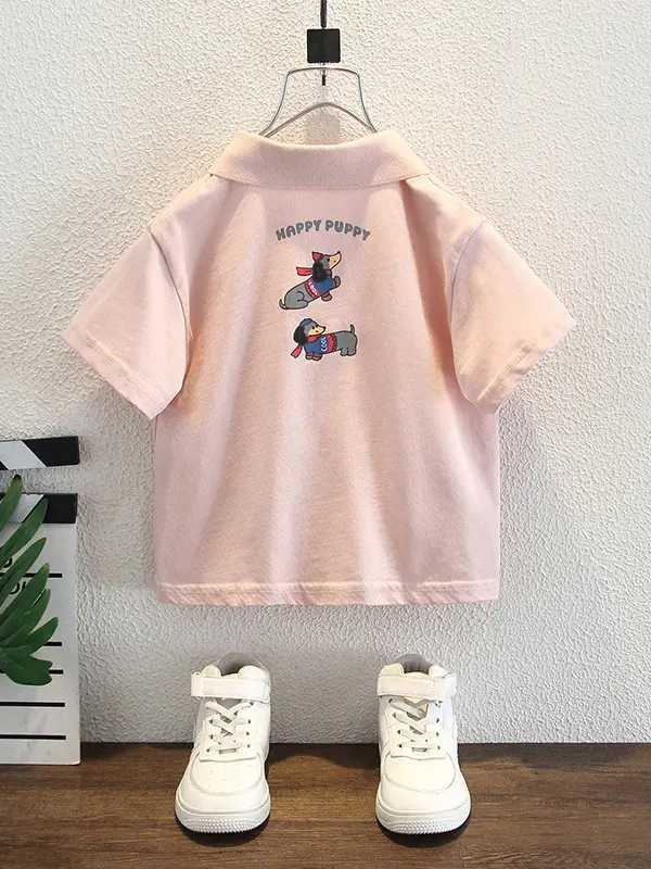 Pink Short Sleeve Polo Shirt for Boys Summer Wear - Image 6