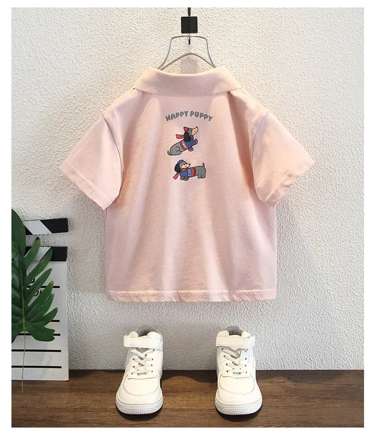 Pink Short Sleeve Polo Shirt for Boys Summer Wear — feature 10