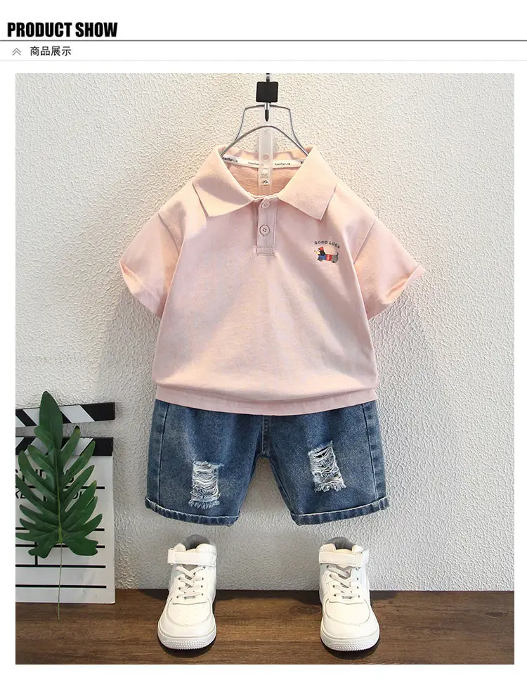 Pink Short Sleeve Polo Shirt for Boys Summer Wear — feature 6