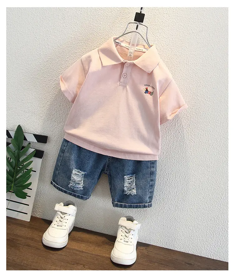 Pink Short Sleeve Polo Shirt for Boys Summer Wear — feature 7