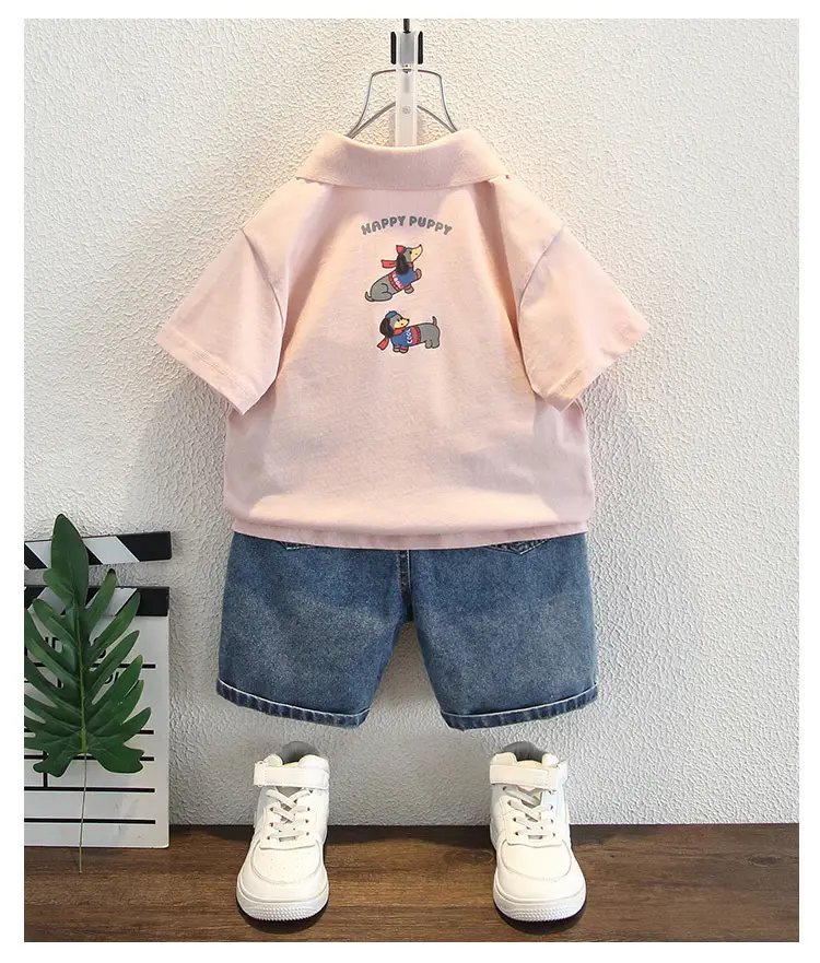 Pink Short Sleeve Polo Shirt for Boys Summer Wear — feature 8