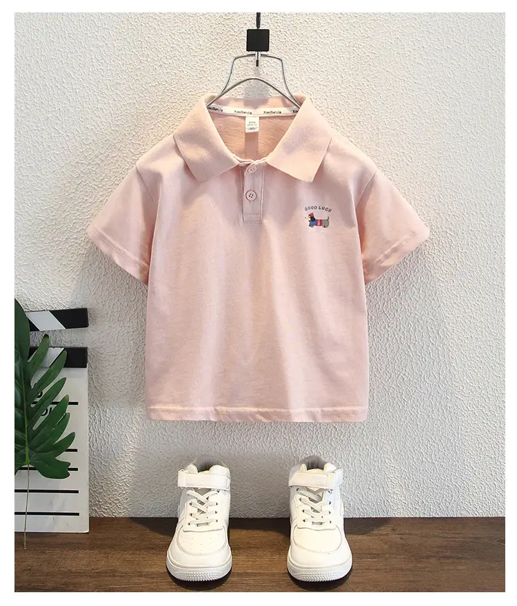 Pink Short Sleeve Polo Shirt for Boys Summer Wear — feature 9