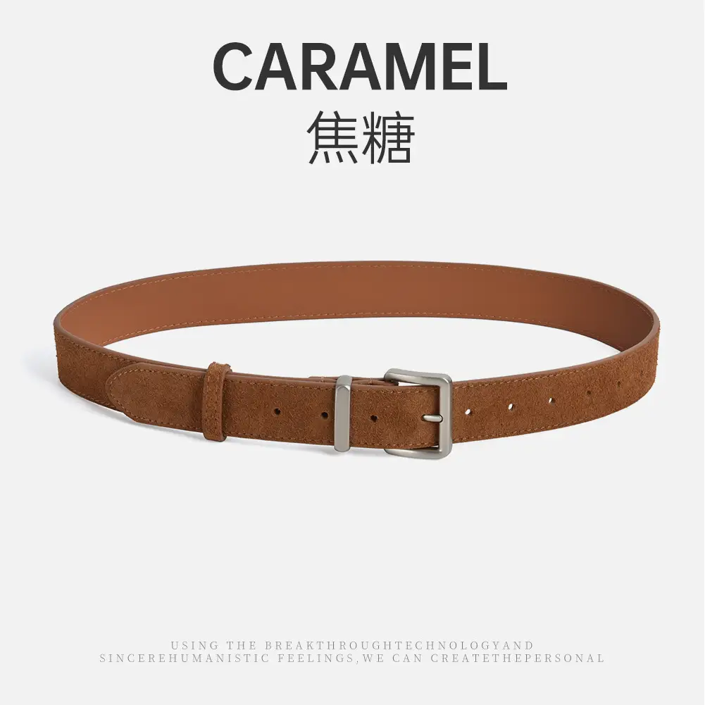 Women Genuine Leather Frosted Belt with Sweater Skirt Jeans - Image 2