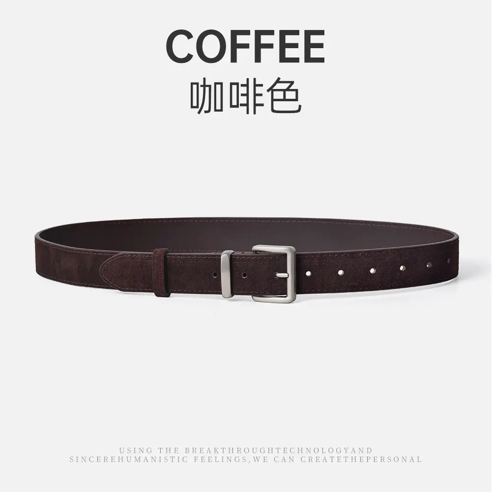 Women Genuine Leather Frosted Belt with Sweater Skirt Jeans - Image 3