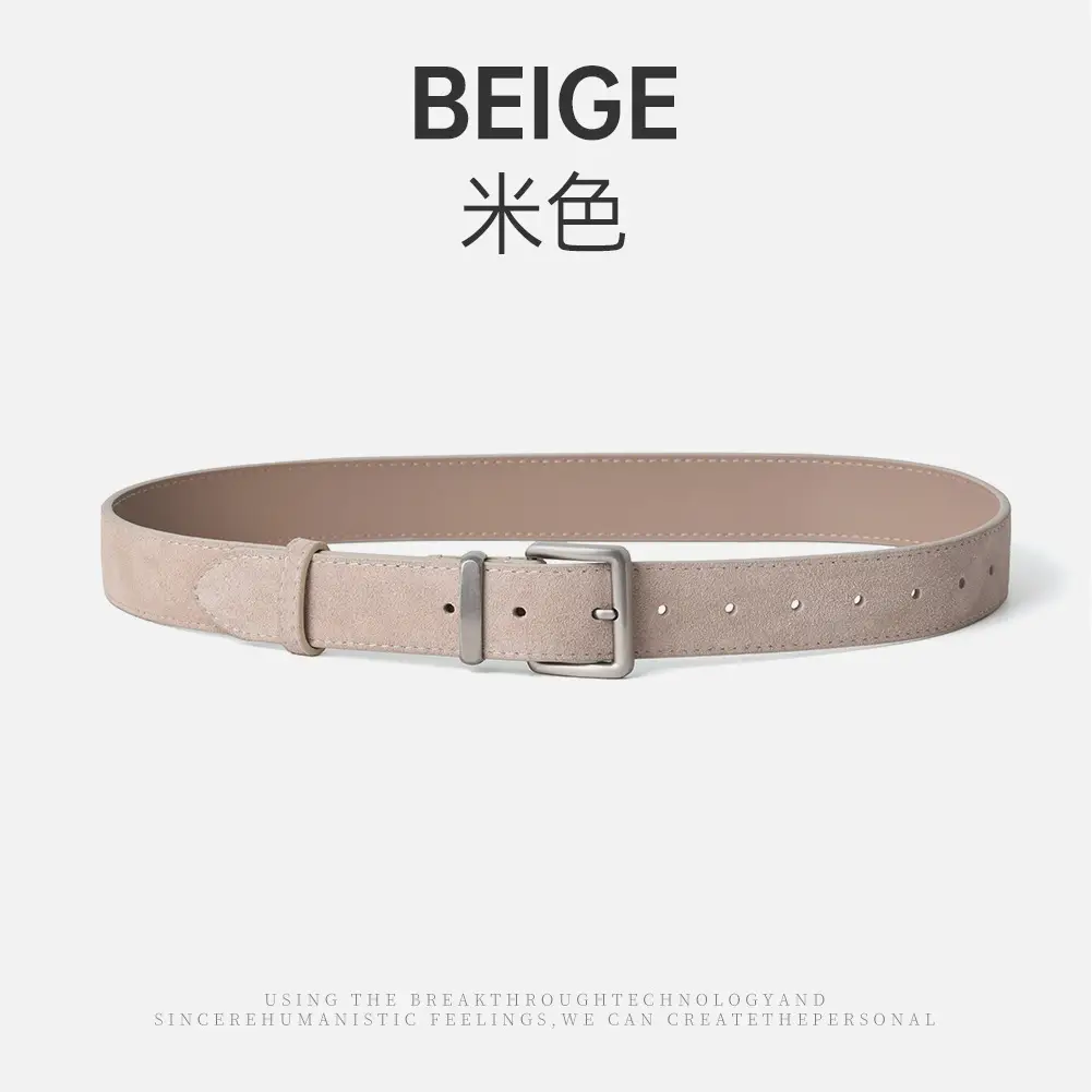 Women Genuine Leather Frosted Belt with Sweater Skirt Jeans - Image 4