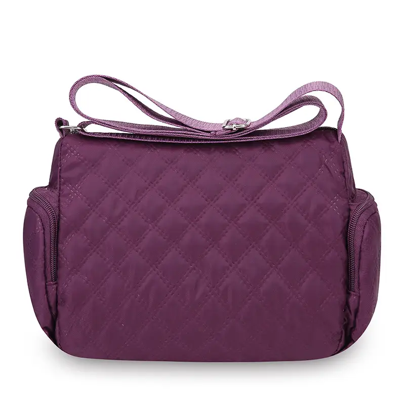 Purple Quilted Shoulder Bag for Women with 3 Compartment Design - Image 7